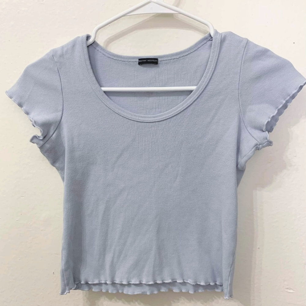 Brandy Melville Ruffle Scoop Neck Crop Top